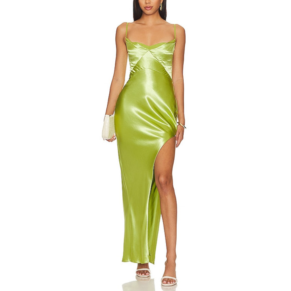 Nicholas 'Ariah' Green Satin Cowl Draped Midi Dress Size 2 - Picture 1 of 4